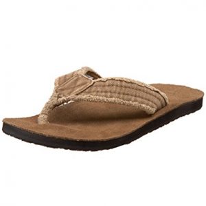 mens flip flops with fabric toe post